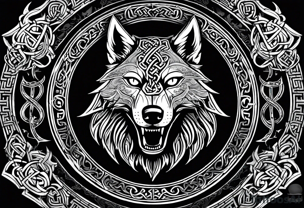 A powerful tattoo design combining Nordic, Greek, and Celtic symbols to represent someone who made you believe in humanity's goodness, only to turn out to be its ultimate betrayer. The centerpiece is a snarling wolf, symbolizing Fenrir, with glowing eyes and an open mouth, representing betrayal and destruction. Surrounding the wolf is the Ouroboros, a serpent eating its own tail, symbolizing the endless cycle of trust and betrayal. The Triskelion, with its three interlocking spirals, appears in the background or as a border, representing the shifting balance between light and dark. Incorporate fire and ice elements to reflect the contrast between warmth (trust) and coldness (betrayal), with Celtic knotwork and runes adding ancient, mystical depth to the design.
make sure that each part of the tattoo is obviously represented tattoo idea