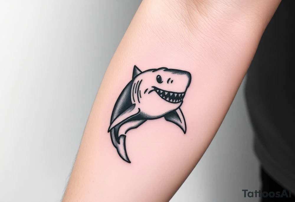 Masculine strong shark flowing forward in water tattoo idea