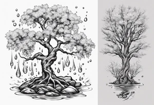 Small spring water beside an oka tree tattoo idea