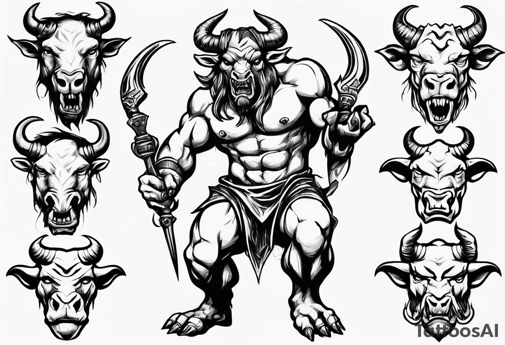 evil minotaur tattoo idea
