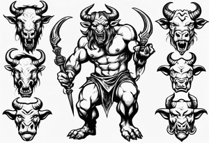 evil minotaur tattoo idea