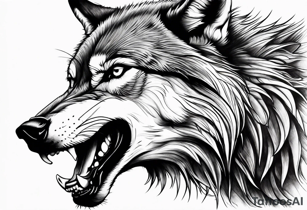 a wolf snarling tattoo idea