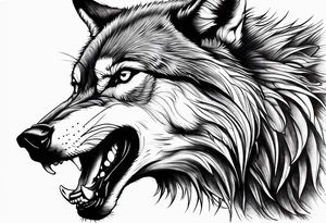 a wolf snarling tattoo idea
