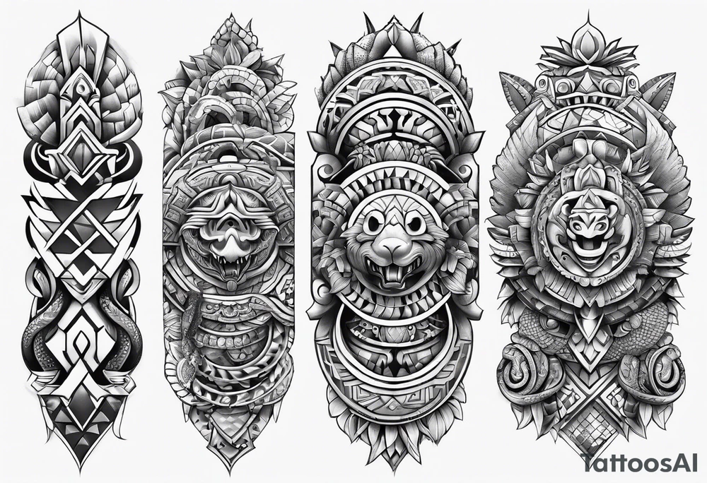 aztec snake sleeve tattoo idea