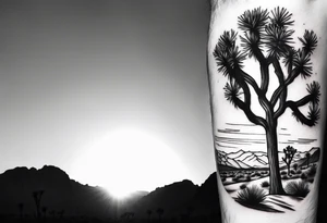 Forearm tattoo of Joshua tree national park at sunset tattoo idea