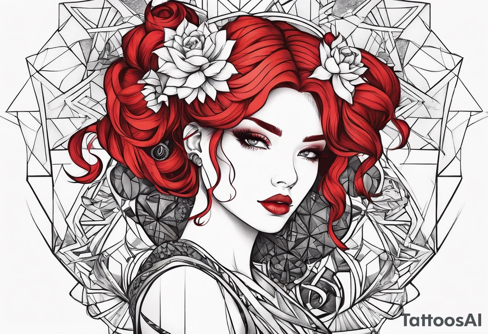 magic girl 
red hairs tattoo idea