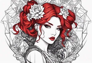 magic girl 
red hairs tattoo idea