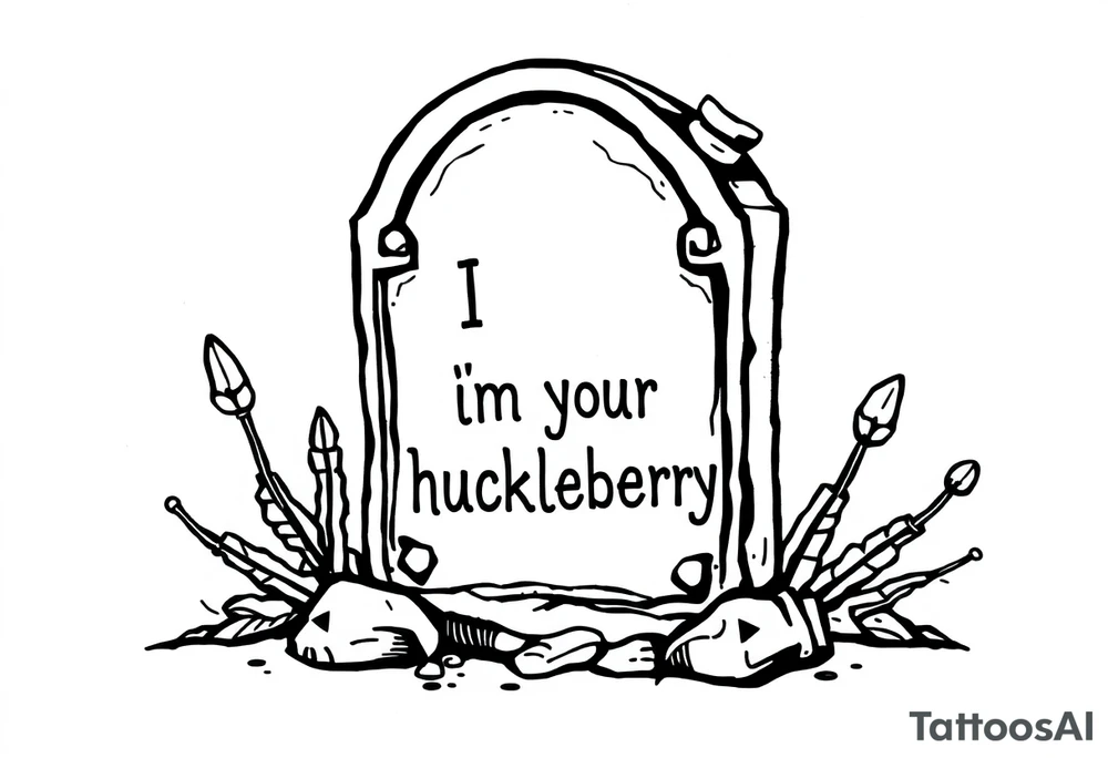 Val Kilmer cartoon doc holiday 
tombstone saying “i”m your huckleberry” tattoo idea