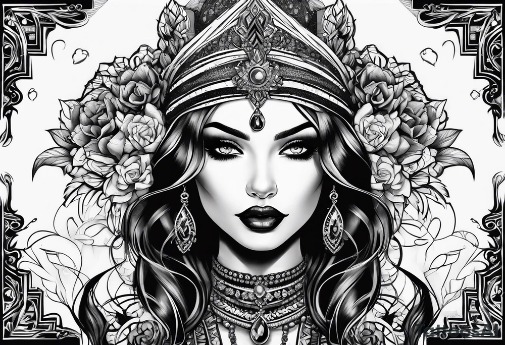 goth girl pinup tattoo idea