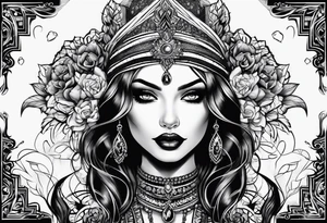 goth girl pinup tattoo idea