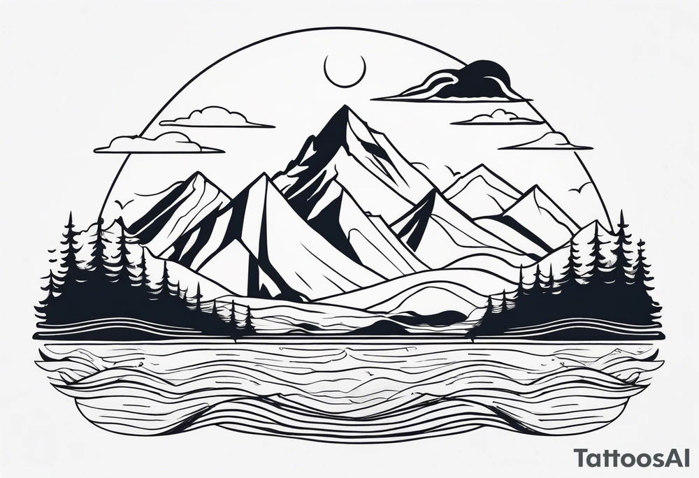 Mountains and ocean tattoo idea