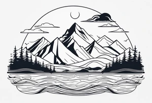 Mountains and ocean tattoo idea