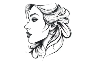 Powerful side profile woman’s face tattoo idea