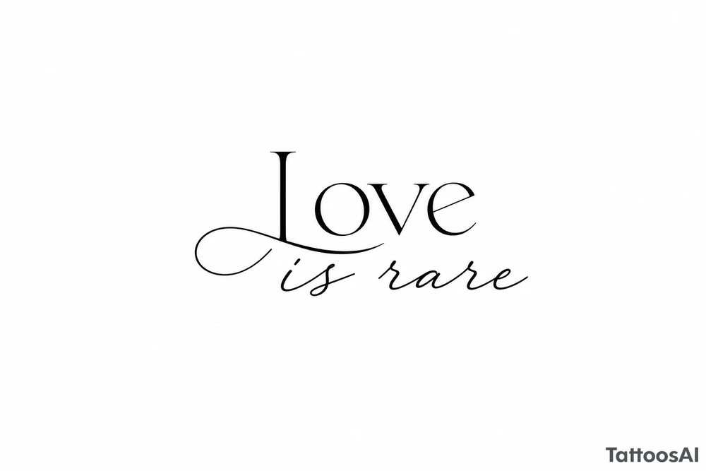 Love is rare just lettering tattoo idea