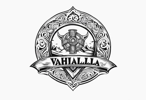 Valhalla round shield 
 cloud axe tattoo idea