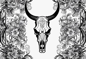 Long horn skeleton with IR on the forehead tattoo idea
