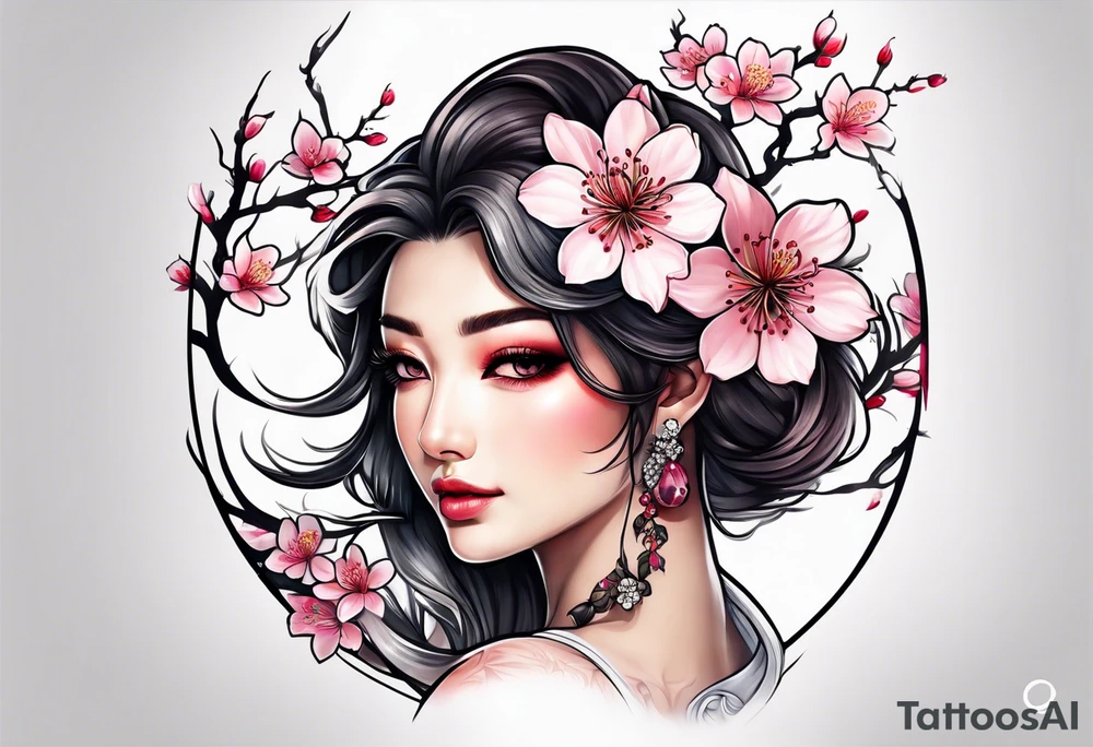 cherry blossom flower design tattoo idea