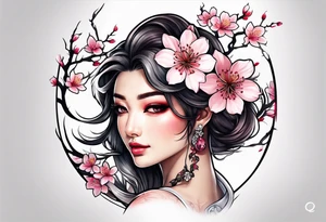 cherry blossom flower design tattoo idea