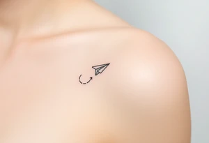 play, pause, stop, rewind with a paper plane in a line tattoo tattoo idea