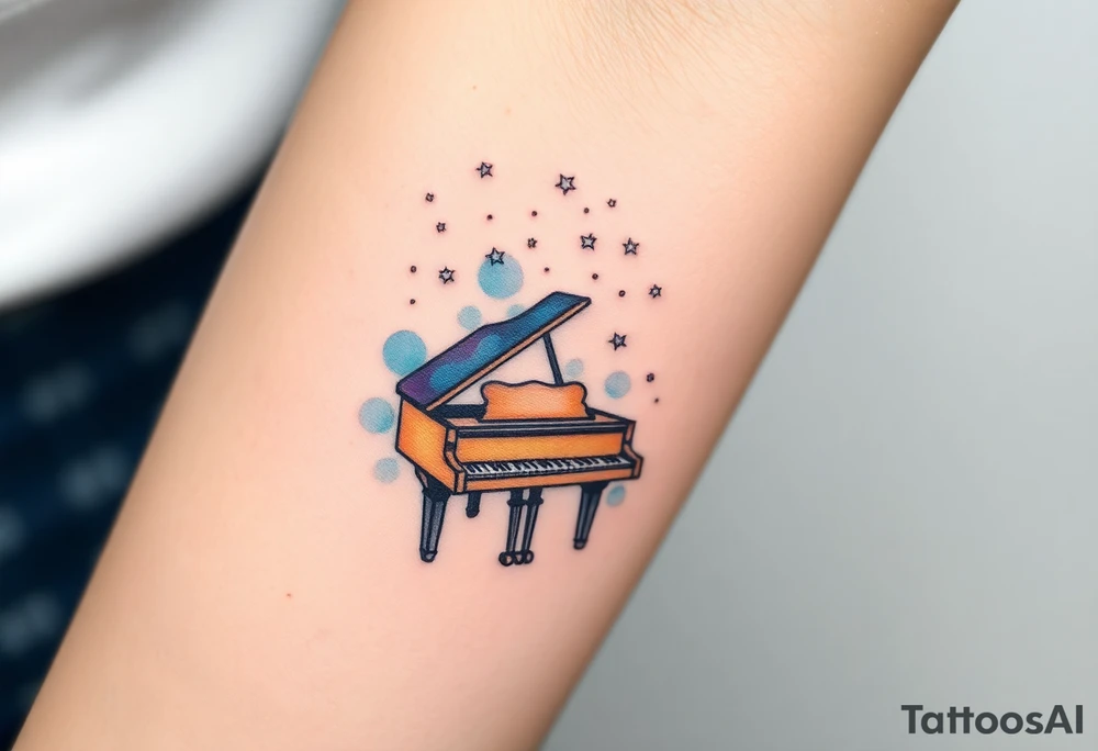 a grand piano under the stars tattoo idea