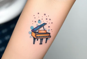 a grand piano under the stars tattoo idea