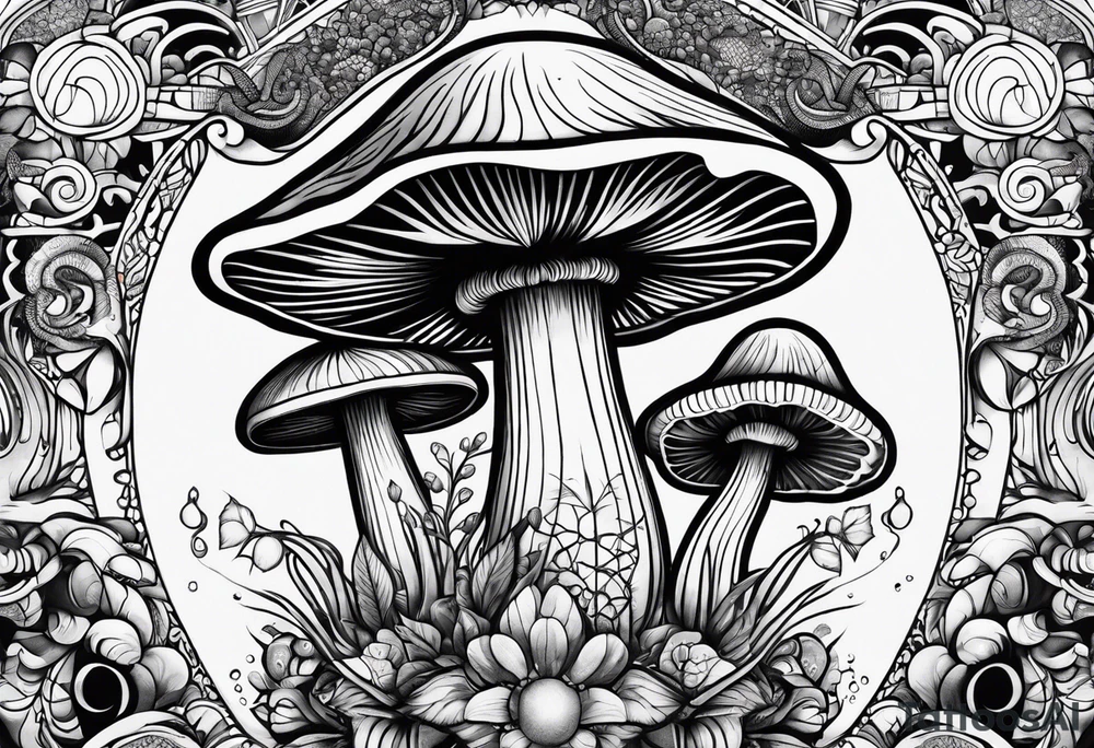 mushroom psychedelic tattoo idea