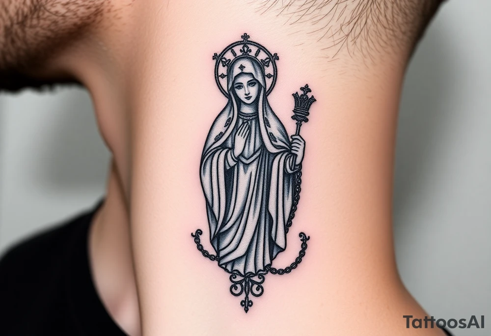 russian christian orthodox virgin mary holding the russian orthodox thurible chains tattoo idea