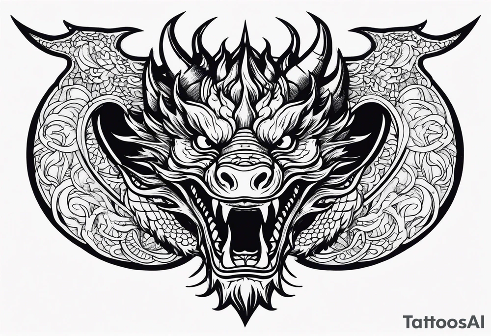 Dragon head facing front, tattoo should look old school Japanese way tattoo idea