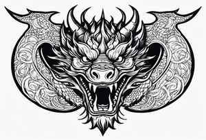 Dragon head facing front, tattoo should look old school Japanese way tattoo idea