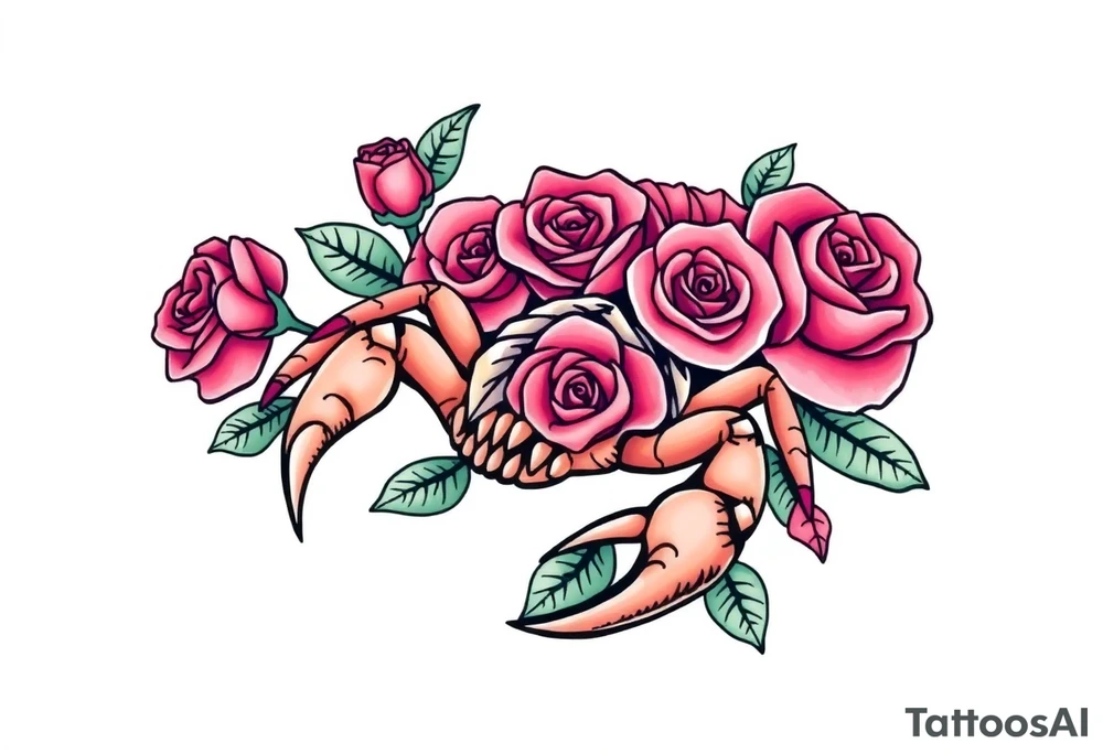 Scorpion with roses tattoo idea