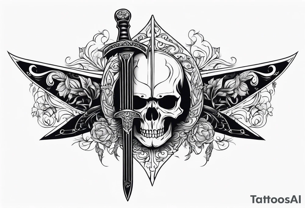 Sword with skull through the head tattoo idea