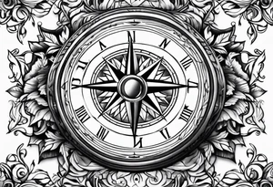 Compass with vines tattoo idea
