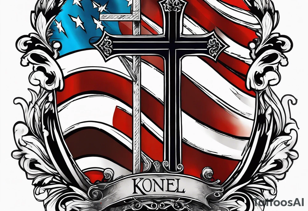 Design of Words only of quote “Stand for the Flag Kneel for the Cross” tattoo idea
