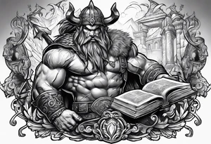 Barbarian Coming out of a book tattoo idea