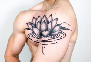 serene lotus flower emerging from sacred waters with ripples tattoo idea