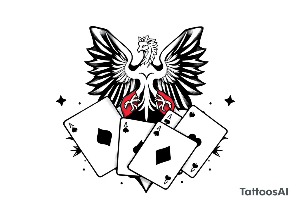 Poland symbol and poker cards Add casino money to it. tattoo idea