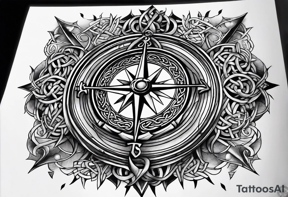 Celtic nautical scene, forearm, half sleeve, anchor, compass tattoo idea