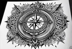 Celtic nautical scene, forearm, half sleeve, anchor, compass tattoo idea