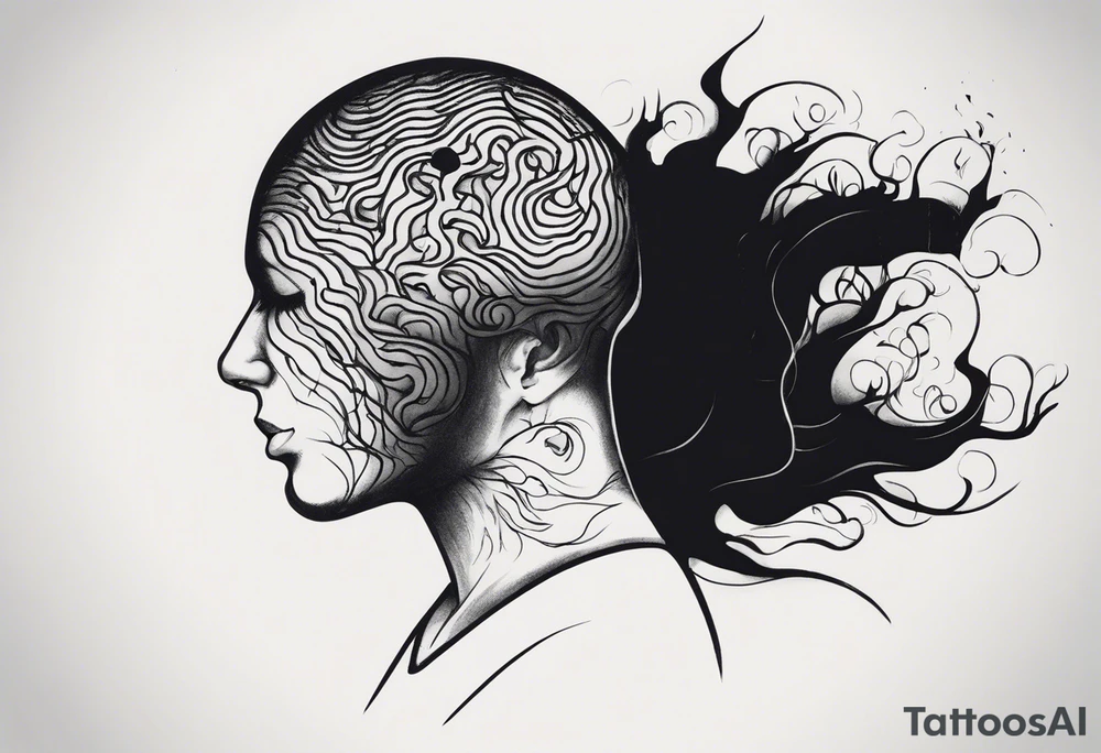 Unsettling depiction of a mind with bipolar. I want it super creepy with no face tattoo idea