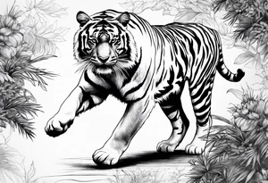 Tiger walking tattoo idea