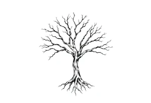 tree with 6 branches and 6 roots tattoo idea