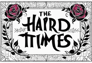 The word Hard times written out in cursive with a rose tattoo idea