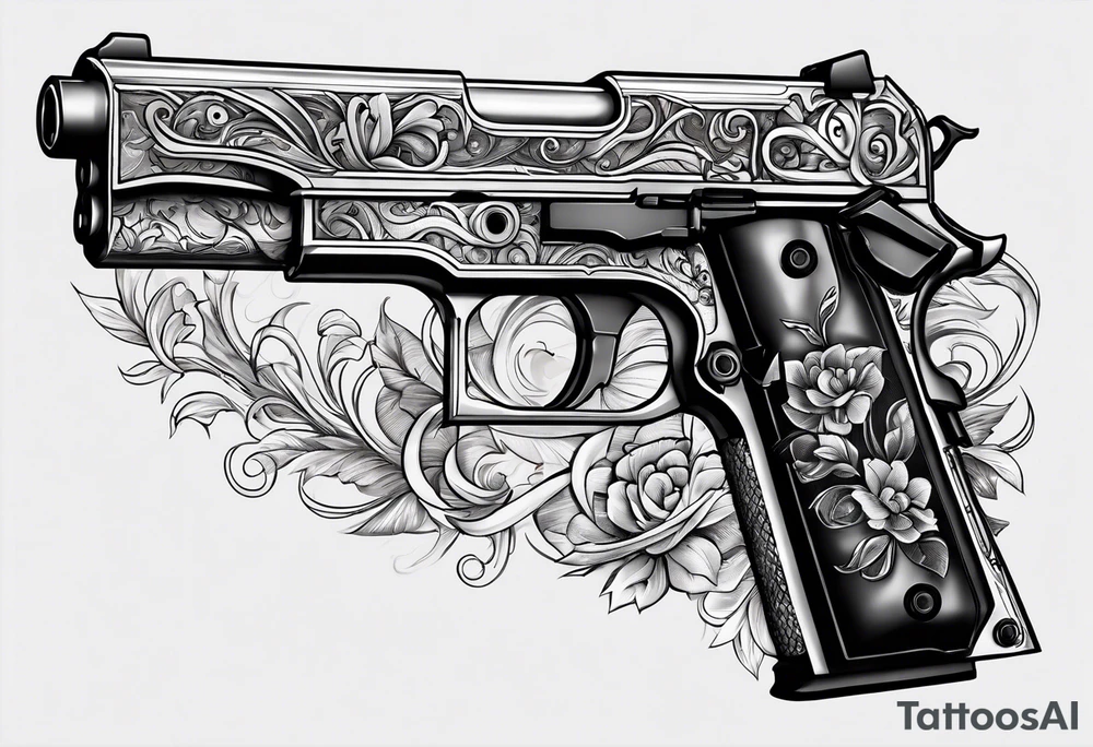 The letters AR with a pistol on each side tattoo idea