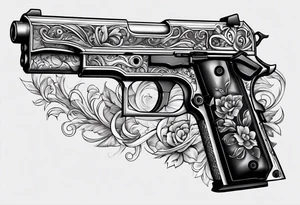 The letters AR with a pistol on each side tattoo idea