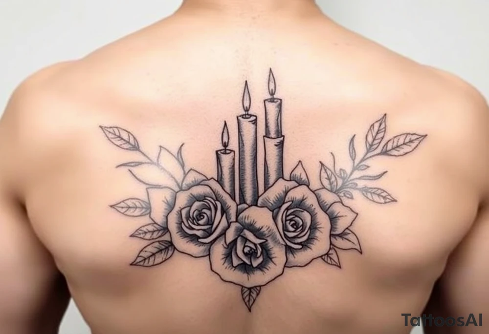 Blue, water, roses, candles tattoo idea
