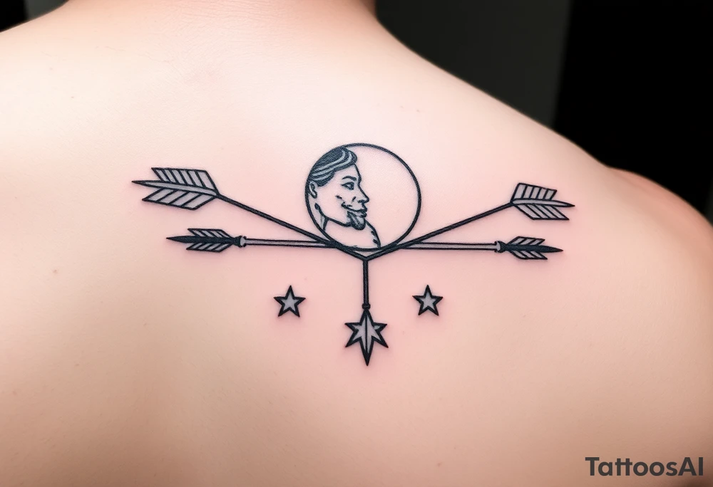 Wesley Brantley Logan with arrows and moons and stars tattoo idea