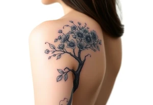 Powerful flower tree with cloud over it  (arm tattoo) tattoo idea