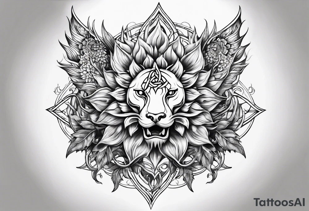 Sunflower dragon triquetra seven tattoo idea