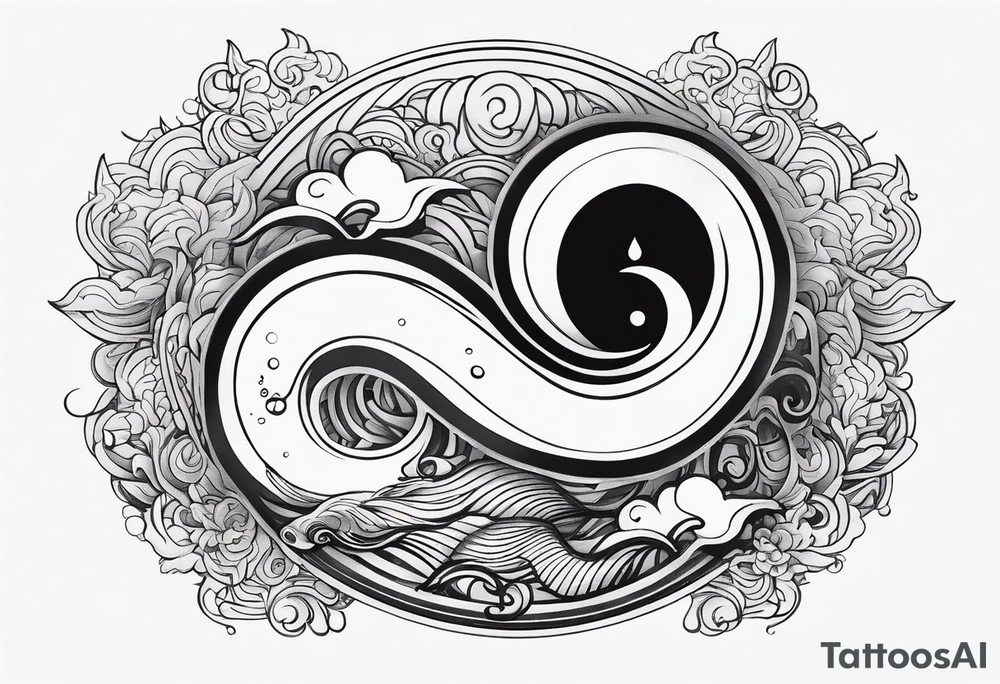 a simple ting yang symbol with water integrated tattoo idea