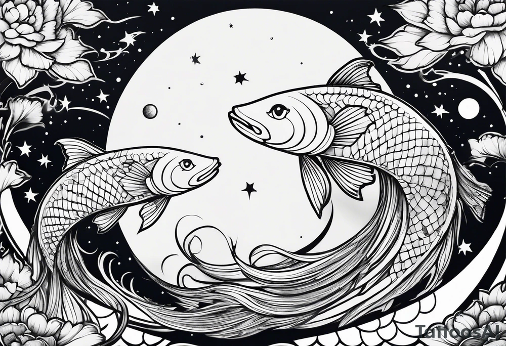 Pisces in a full moon tattoo idea